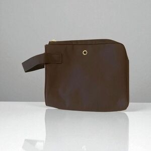 Nwot Bvlgari Travel Pouch Brown Beige Cosmetic Case Makeup Bag Size 8''x 7''